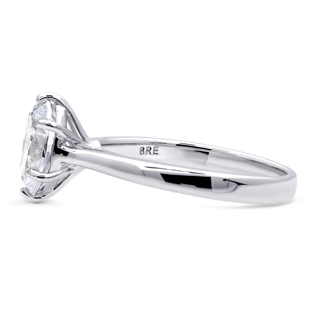 Solitaire 1.8ct Oval CZ Ring in Sterling Silver, side view
