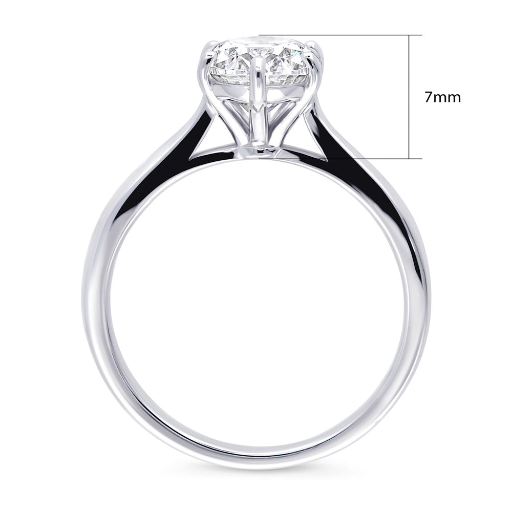 Solitaire 1.8ct Oval CZ Ring in Sterling Silver, alternate view