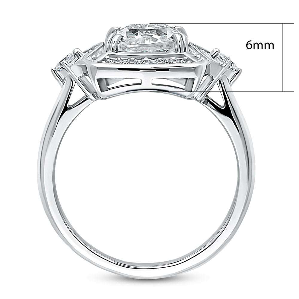 Alternate view of Halo Arrow Cushion CZ Statement Ring in Sterling Silver