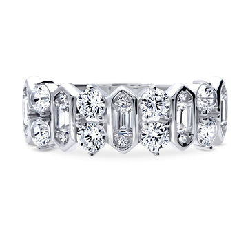 Cluster Art Deco CZ Stackable Band in Sterling Silver