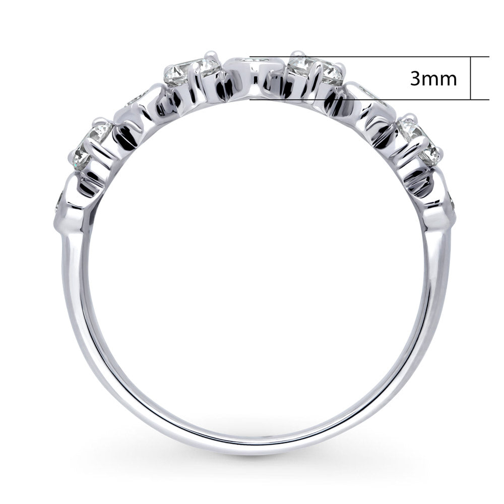 Cluster Art Deco CZ Stackable Band in Sterling Silver