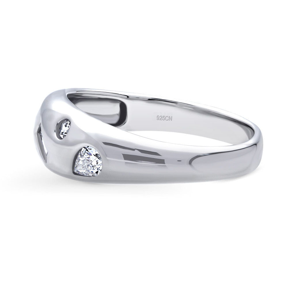 Angle view of Dome CZ Stackable Band in Sterling Silver
