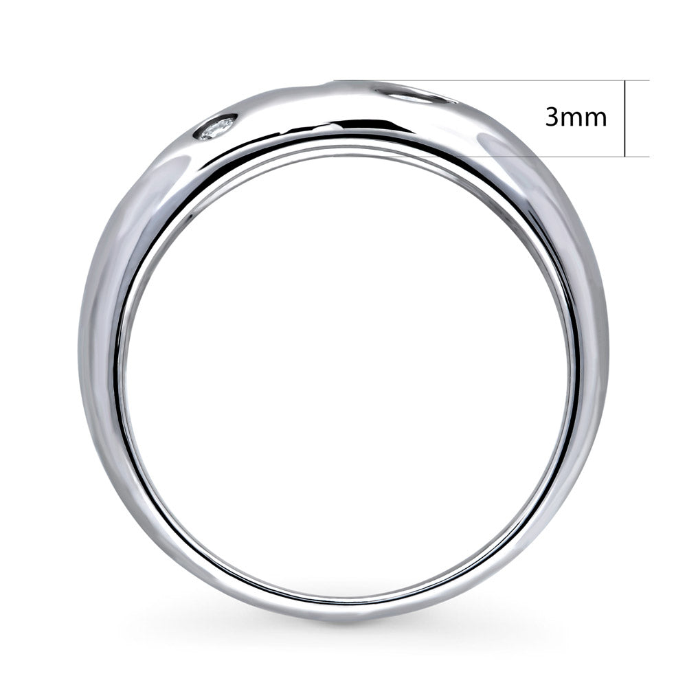 Alternate view of Dome CZ Stackable Band in Sterling Silver