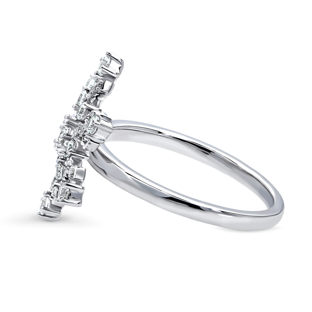 Angle view of Snowflake CZ Ring in Sterling Silver