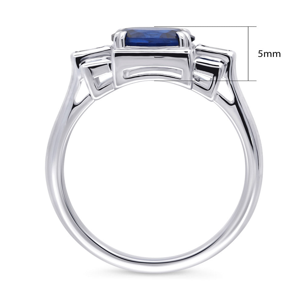 Art Deco Simulated Blue Sapphire CZ Ring in Sterling Silver, alternate view