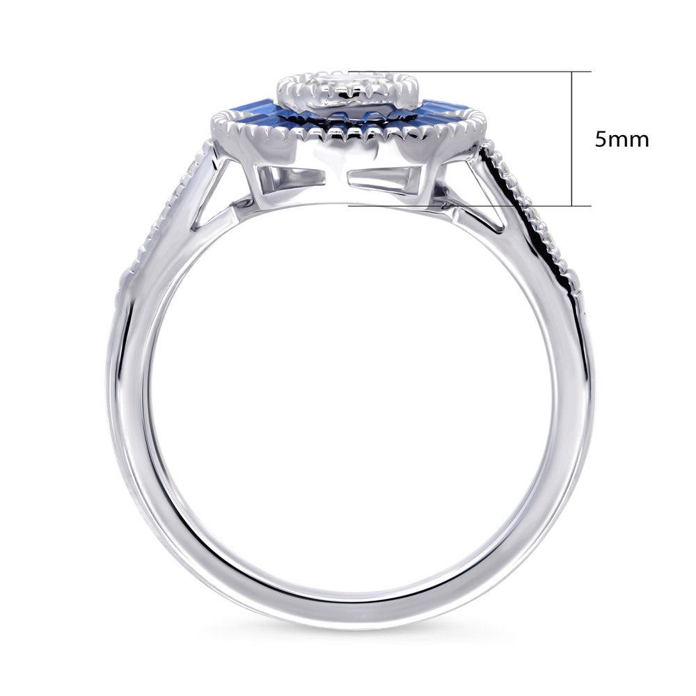 Alternate view of Halo Art Deco Round CZ Ring in Sterling Silver, 8 of 10