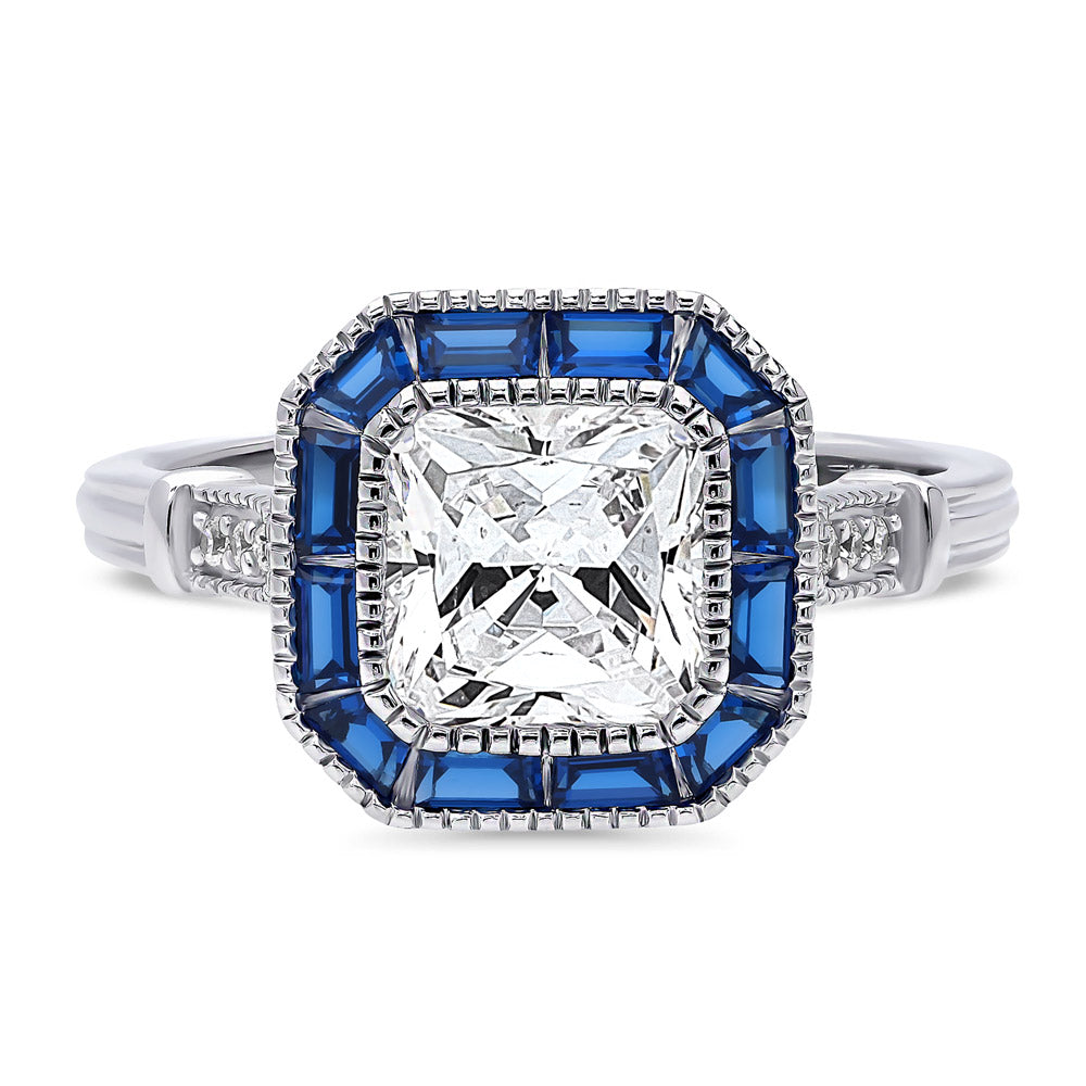 Halo Art Deco Princess CZ Ring in Sterling Silver, 1 of 11