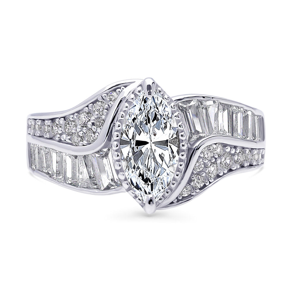 Halo Woven Marquise CZ Ring in Sterling Silver, 1 of 7