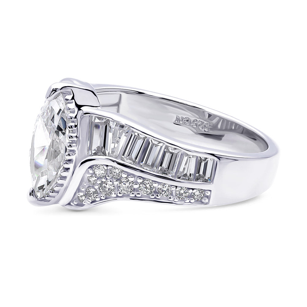 Angle view of Halo Woven Marquise CZ Ring in Sterling Silver, 4 of 7