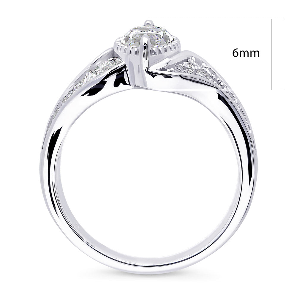 Alternate view of Halo Woven Marquise CZ Ring in Sterling Silver, 5 of 7