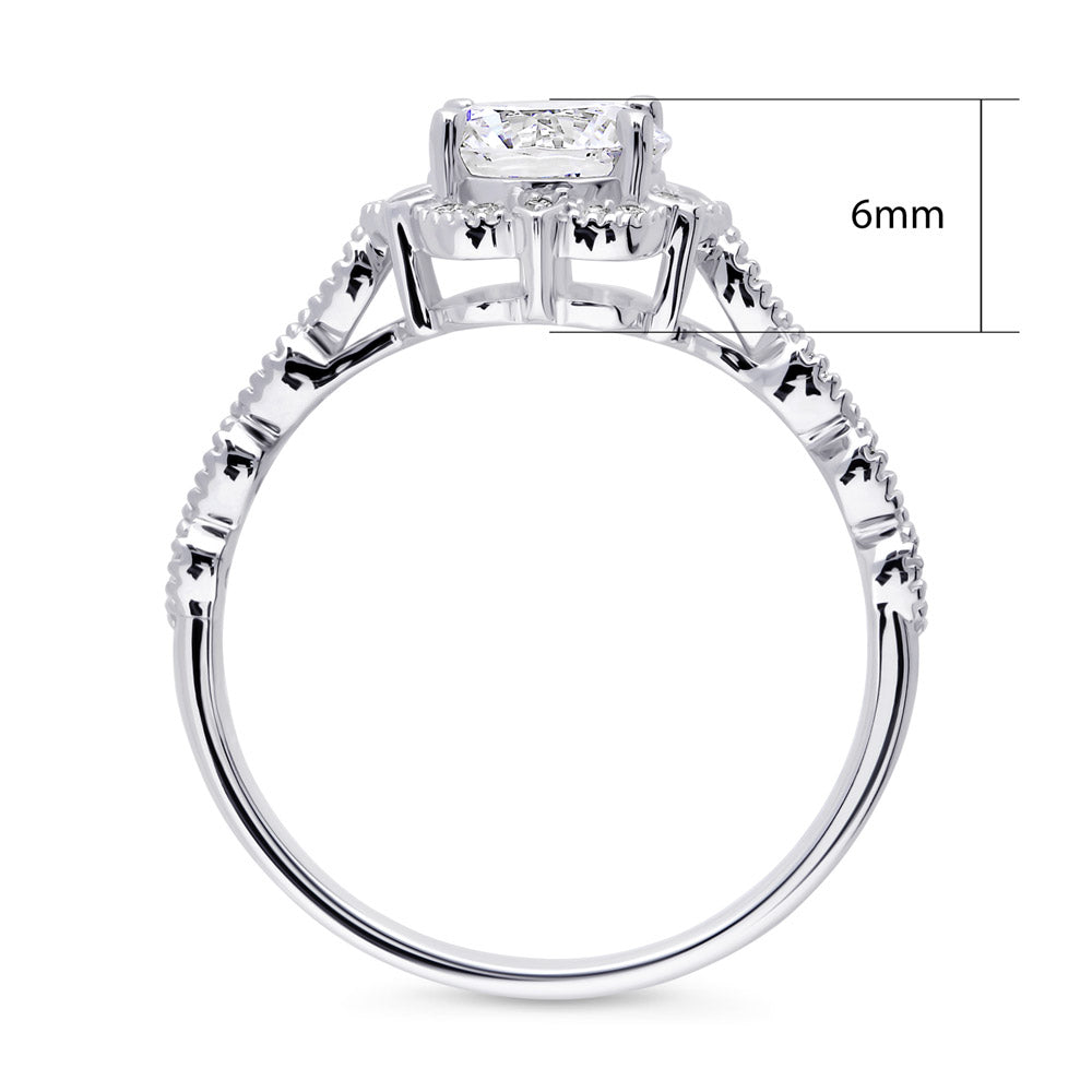 Alternate view of Halo Flower Round CZ Ring in Sterling Silver