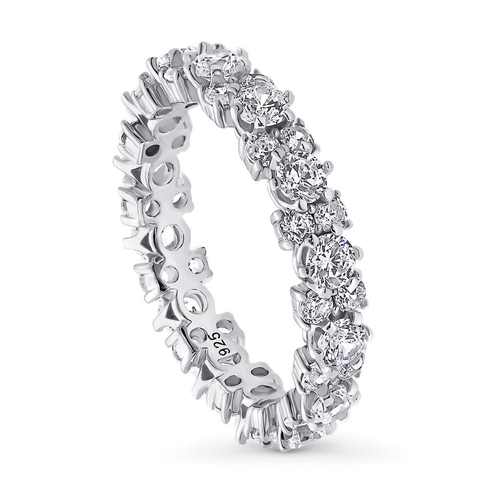 Front view of CZ Eternity Ring in Sterling Silver, 2 of 4