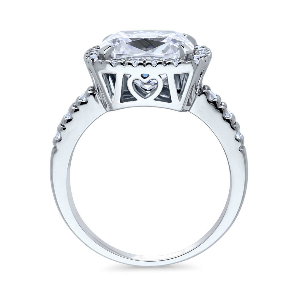 Alternate view of Halo Cushion CZ Statement Ring in Sterling Silver