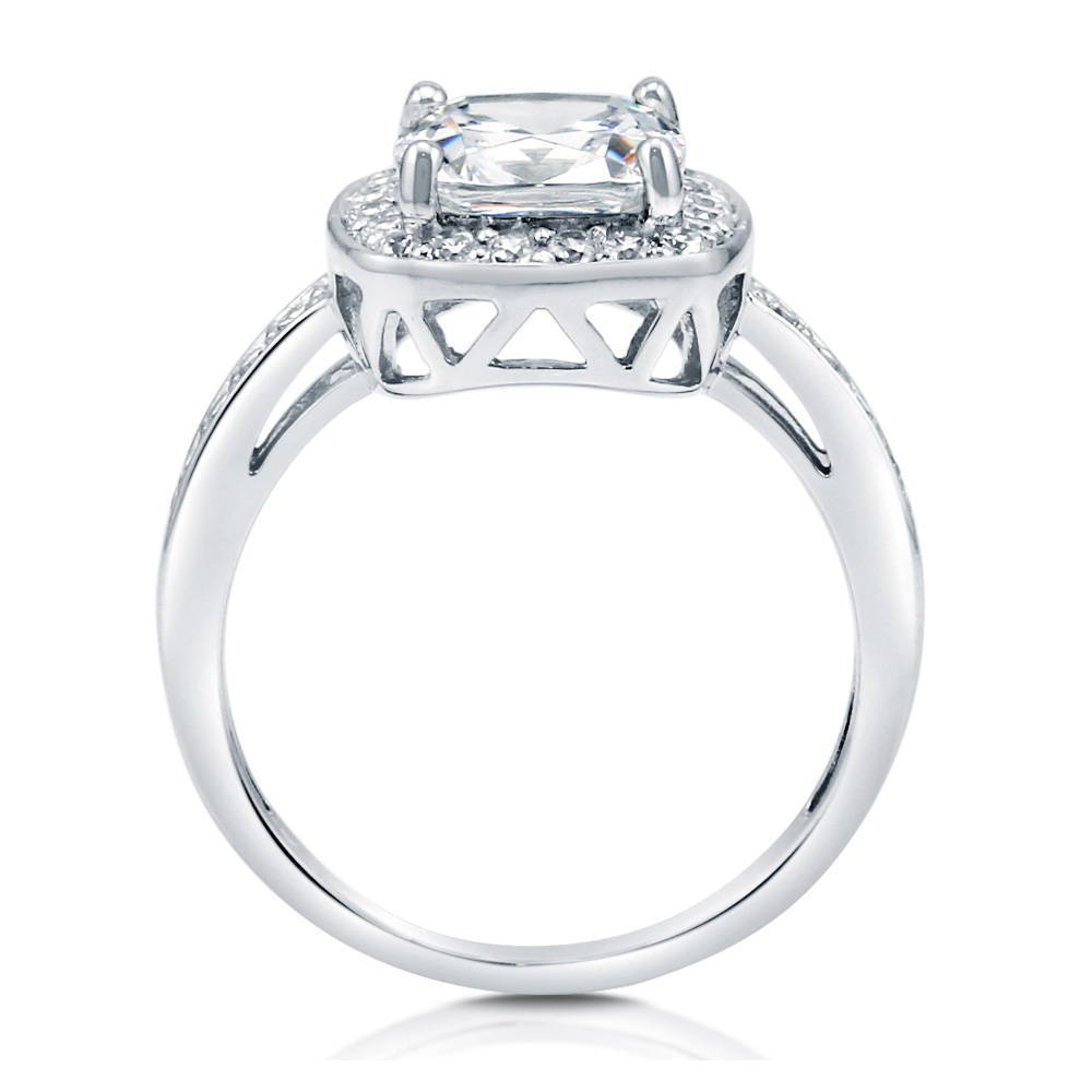 Halo Cushion CZ Ring in Sterling Silver, 8 of 10