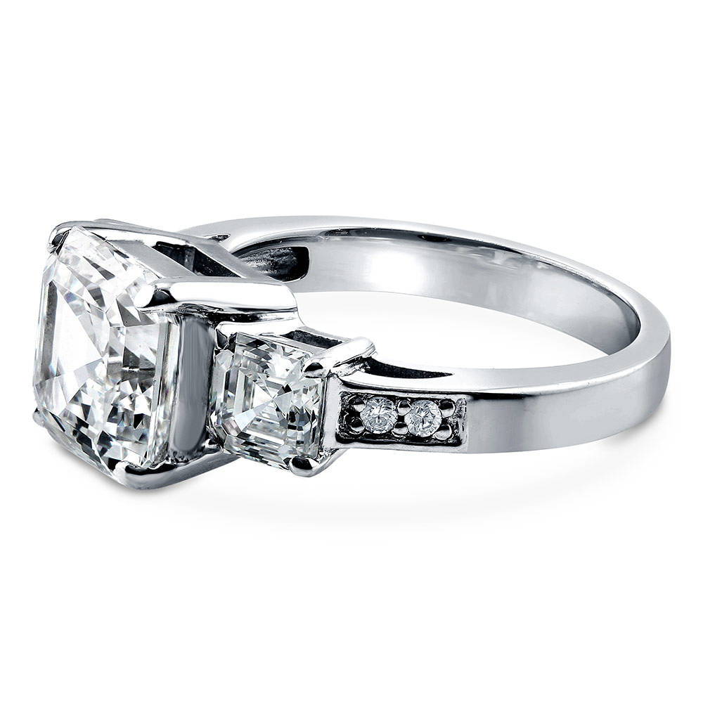 3-Stone Asscher CZ Ring in Sterling Silver, 5 of 9