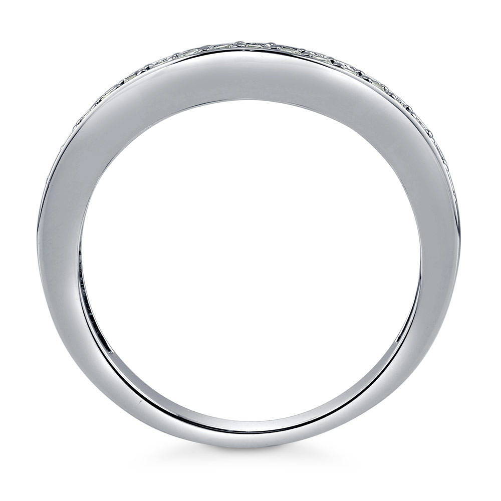 Alternate view of Pave Set CZ Curved Half Eternity Ring in Sterling Silver
