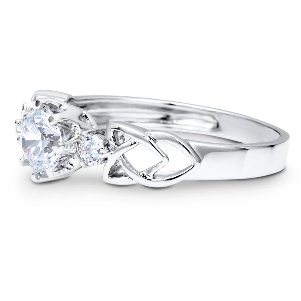 3-Stone Celtic Knot 0.8ct CZ Ring in Sterling Silver
