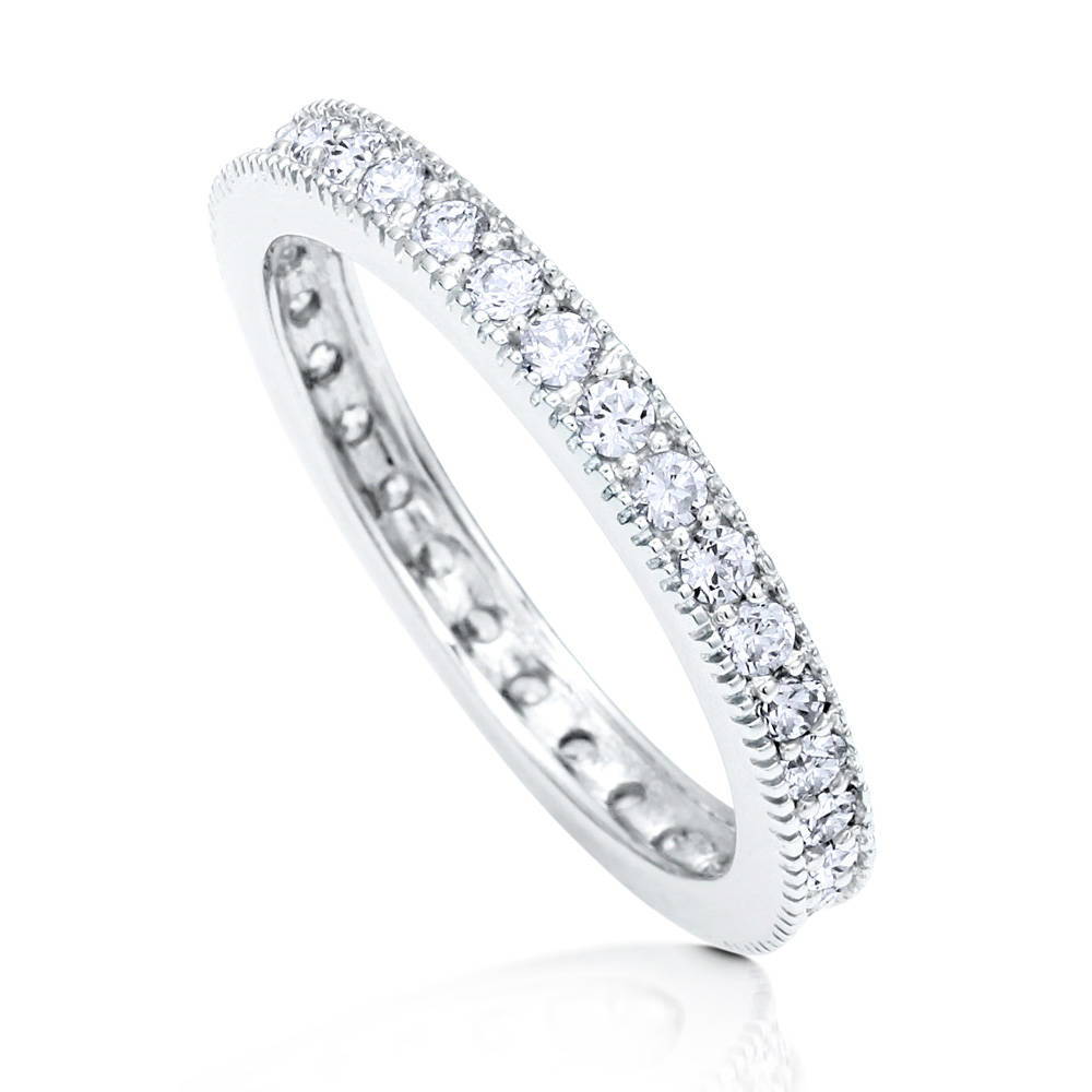 Front view of Pave Set CZ Eternity Ring in Sterling Silver