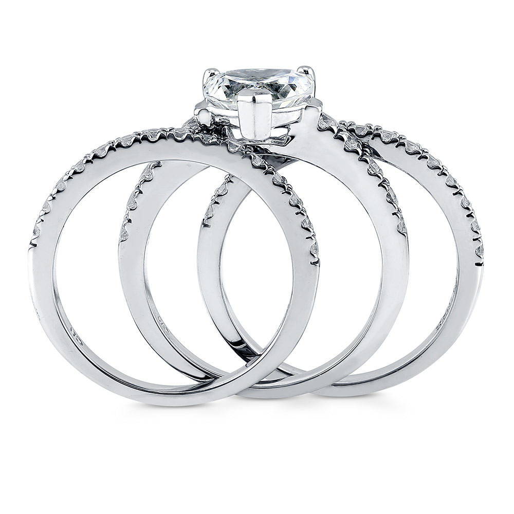Heart Solitaire CZ Statement Ring Set in Sterling Silver