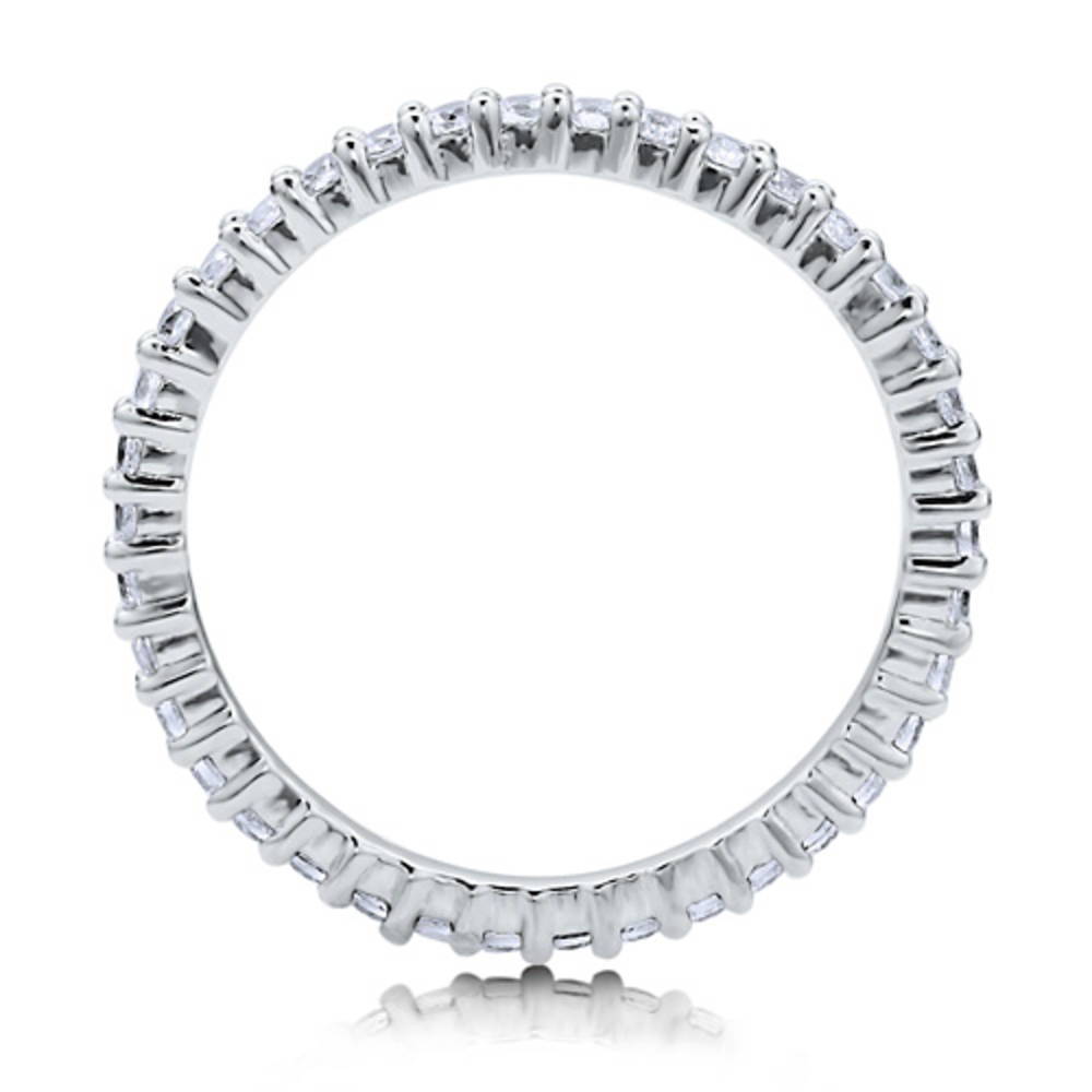 Angle view of Pave Set CZ Eternity Ring in Sterling Silver, 4 of 8