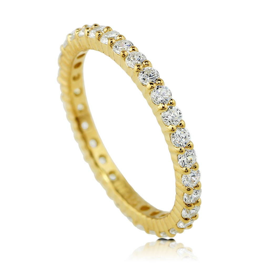 Front view of Pave Set CZ Eternity Ring in Gold Flashed Sterling Silver