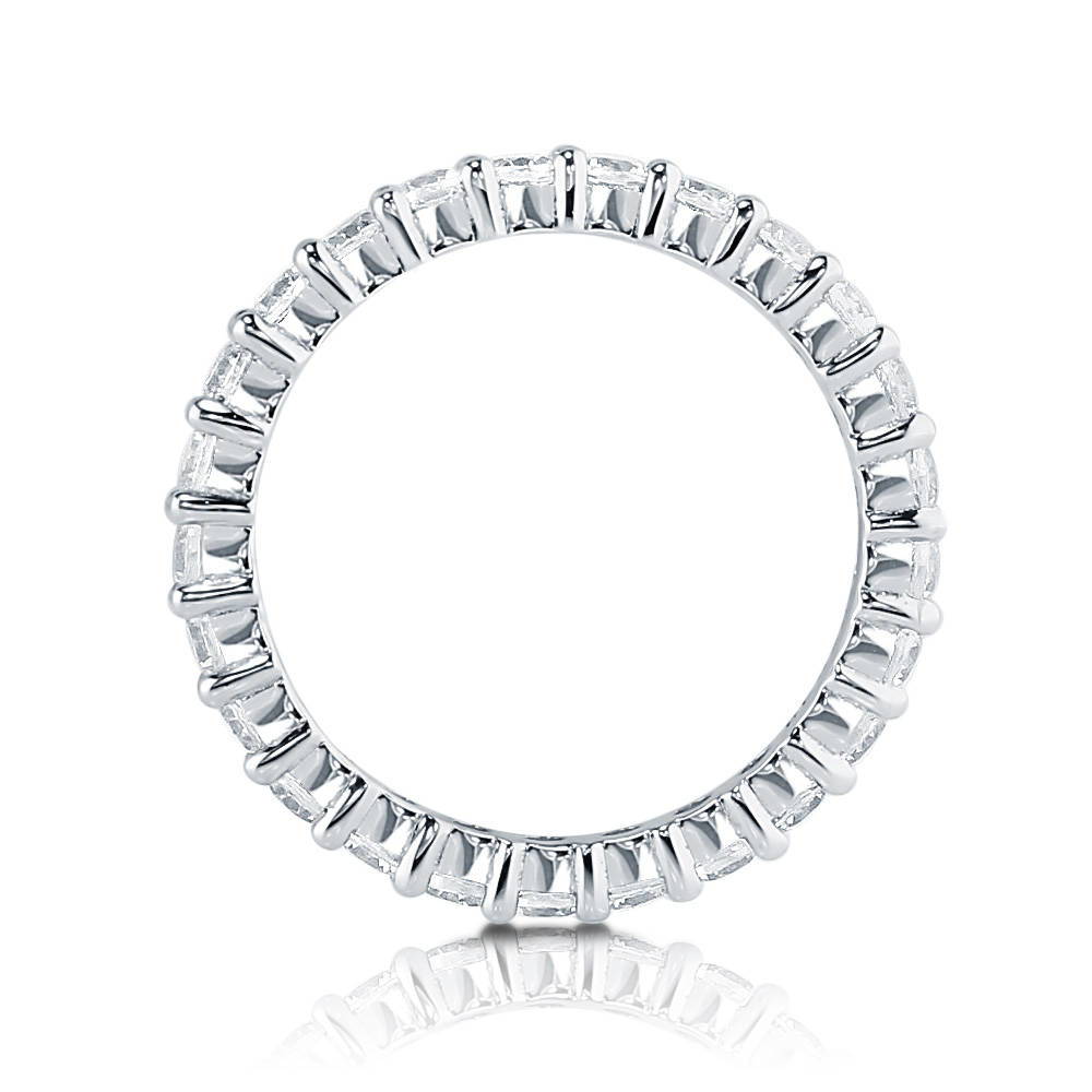 Angle view of Pave Set CZ Eternity Ring in Sterling Silver
