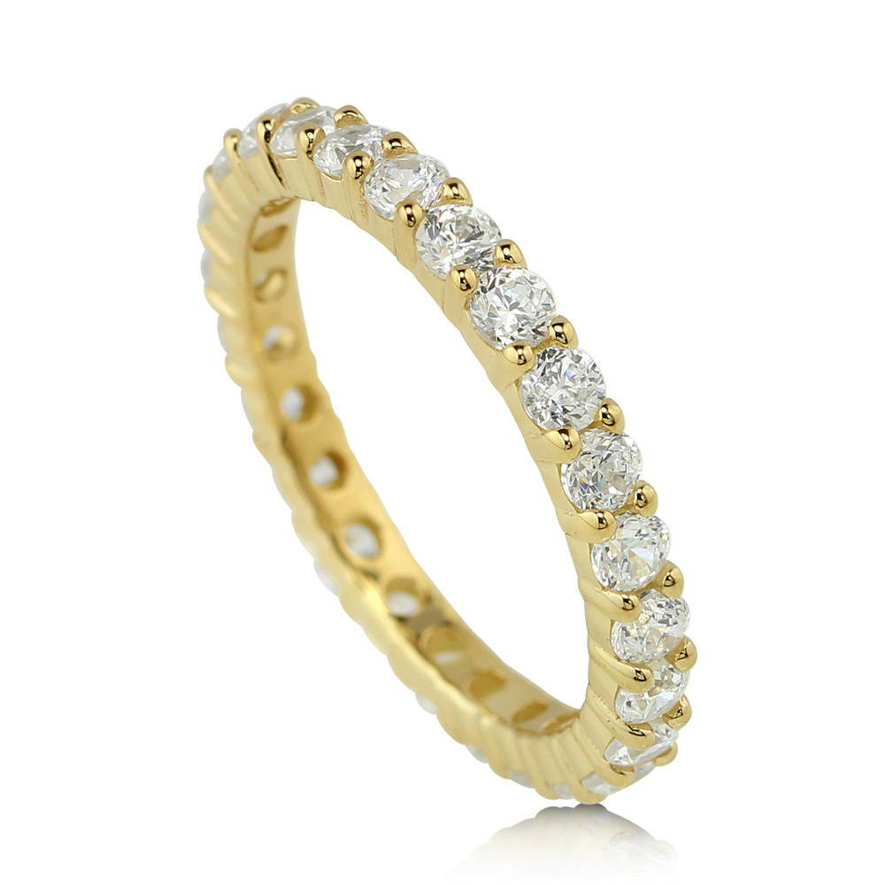 Front view of Pave Set CZ Eternity Ring in Gold Flashed Sterling Silver