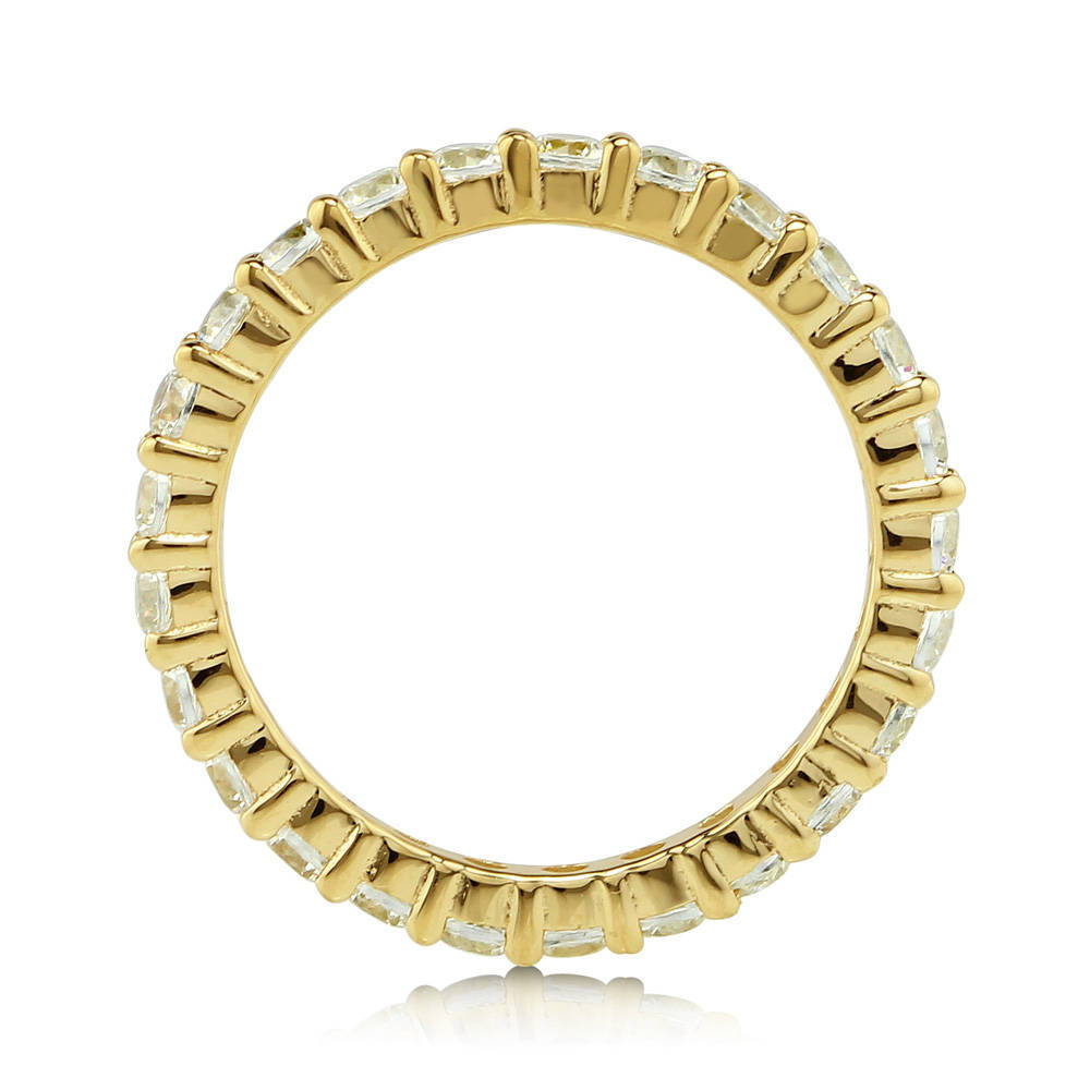Angle view of Pave Set CZ Eternity Ring in Gold Flashed Sterling Silver
