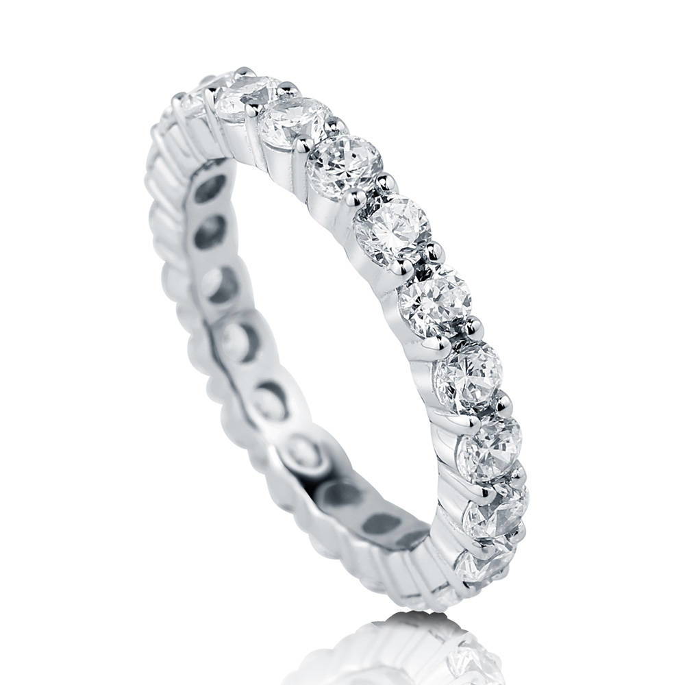 Pave Set CZ Eternity Ring in Sterling Silver, 4 of 6