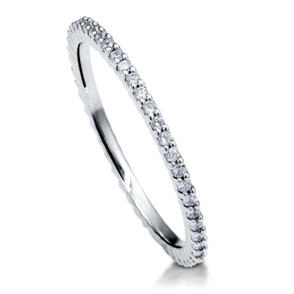 Front view of Pave Set CZ Eternity Ring in Sterling Silver, 4 of 6