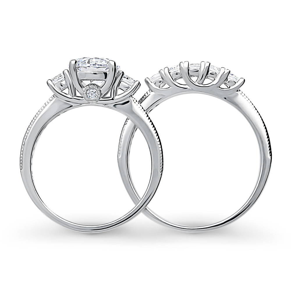 3-Stone 5-Stone 1.25ct CZ Ring Set in Sterling Silver