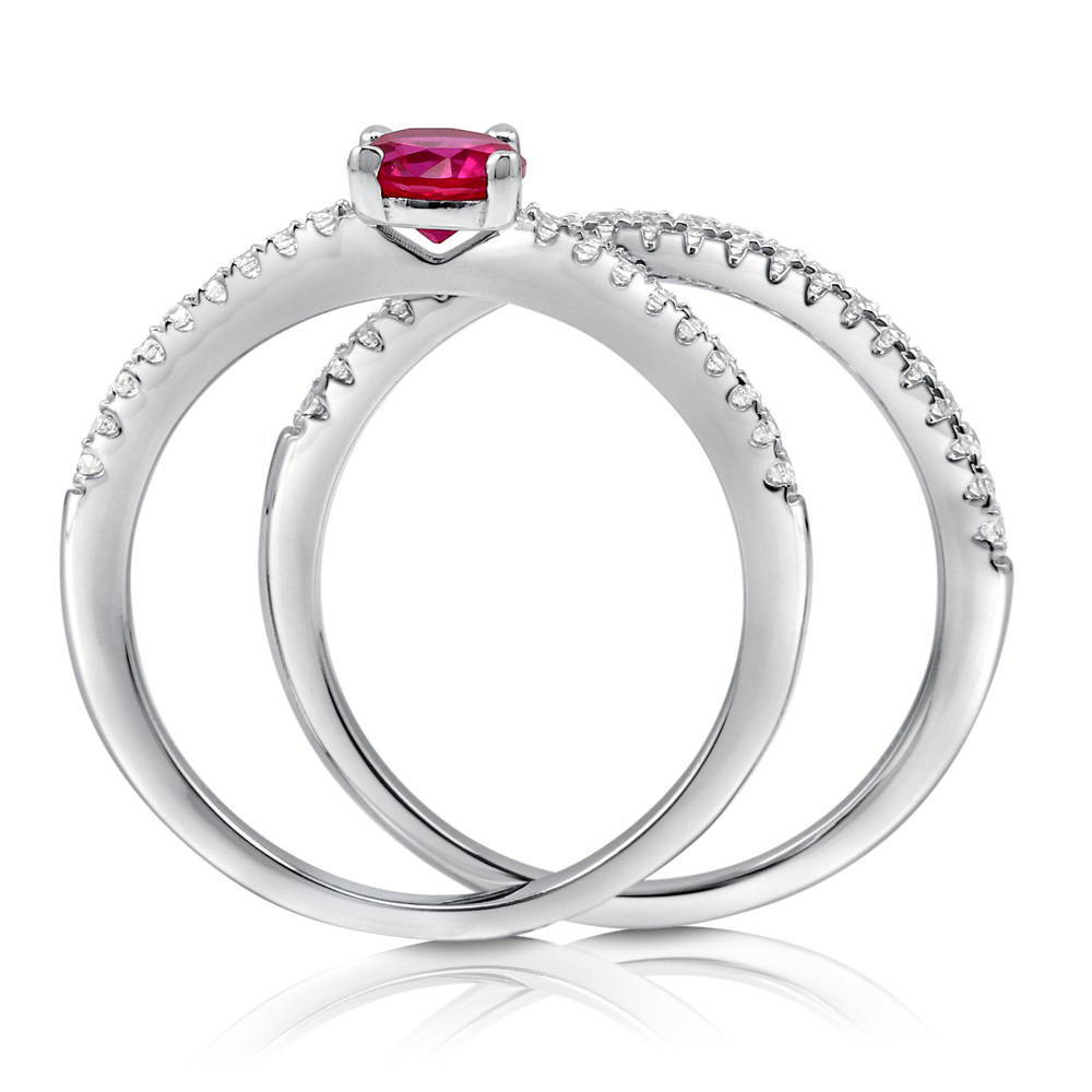 Solitaire 0.45ct Red Round CZ Ring Set in Sterling Silver