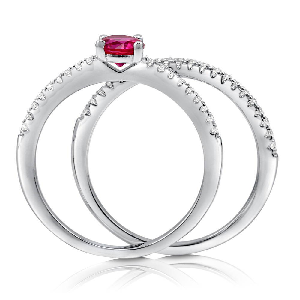 Solitaire 0.45ct Red CZ Ring Set in Sterling Silver