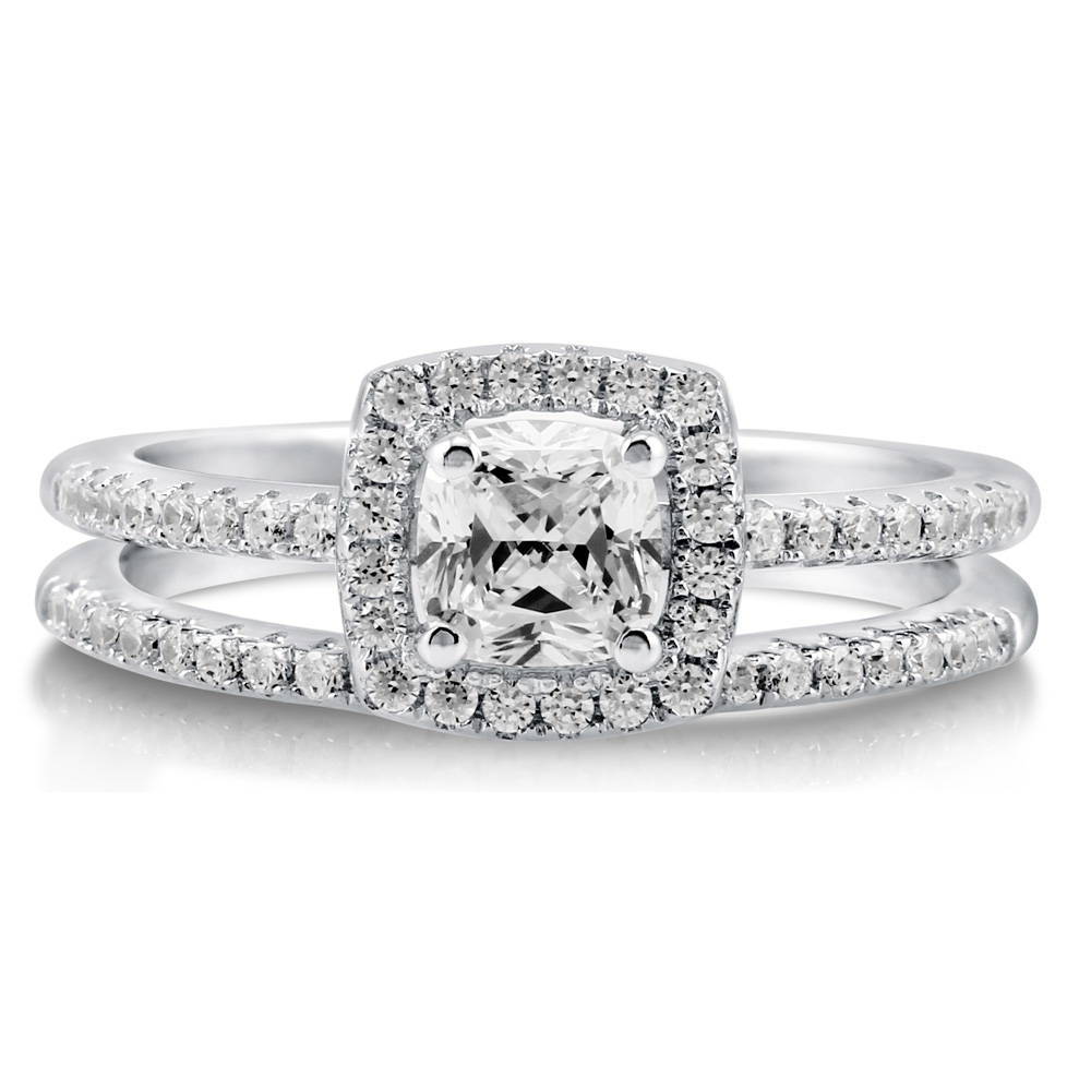 Sterling silver halo ring discount