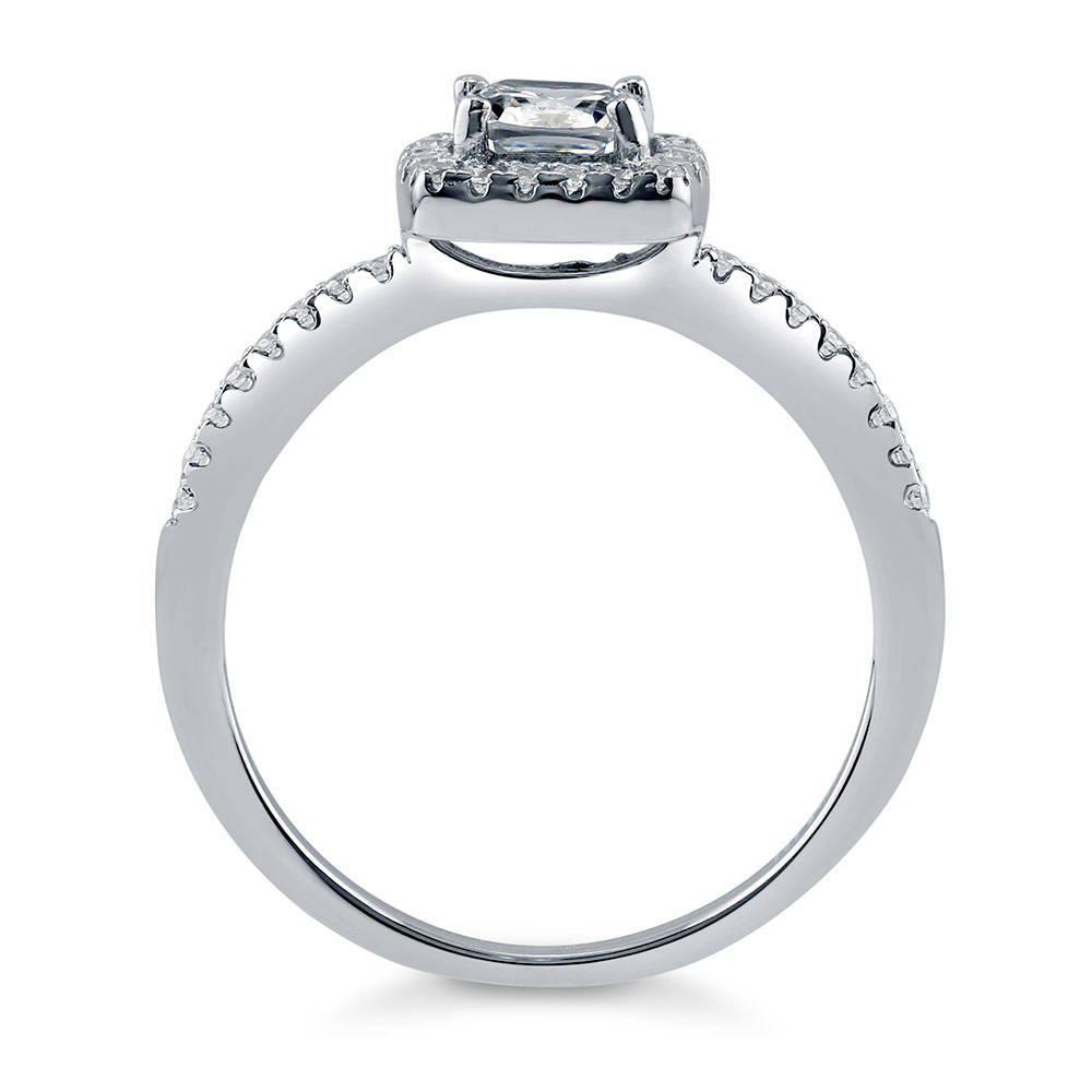 Alternate view of Halo Cushion CZ Ring in Sterling Silver