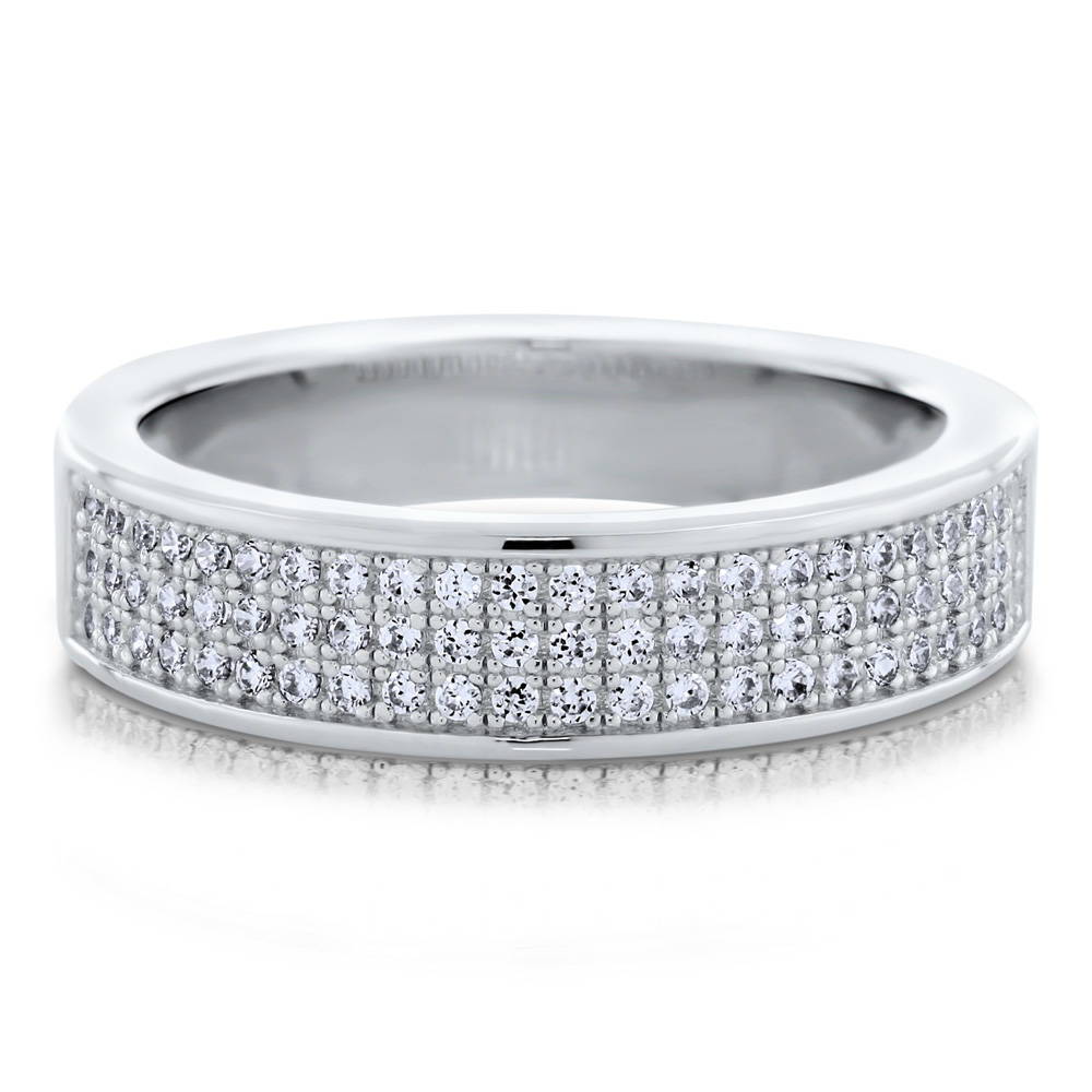 Micro Pave Set CZ Half Eternity Ring in Sterling Silver, 1 of 7