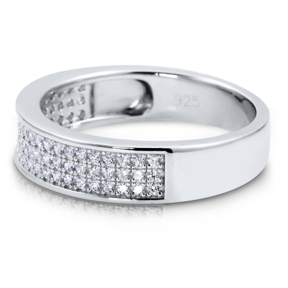 Micro Pave Set CZ Half Eternity Ring in Sterling Silver, 5 of 7