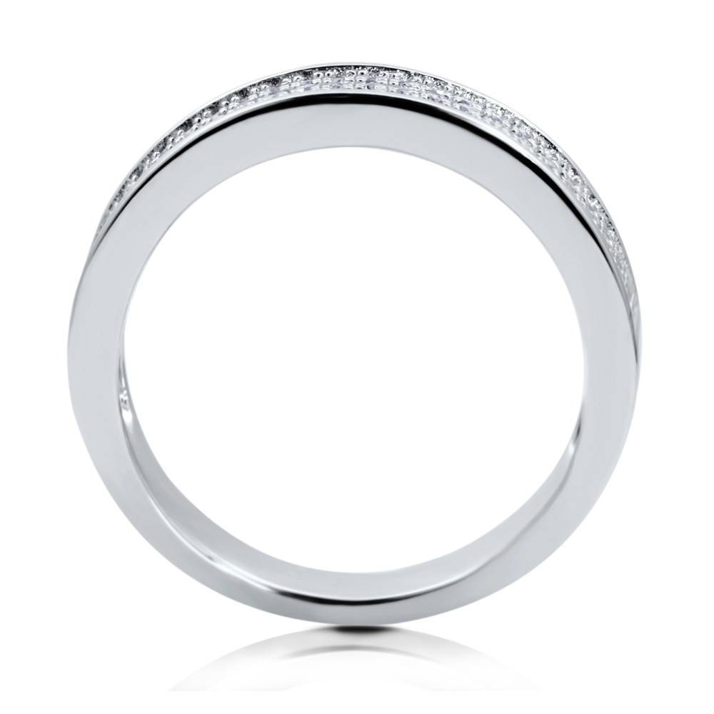 Micro Pave Set CZ Half Eternity Ring in Sterling Silver, 6 of 7