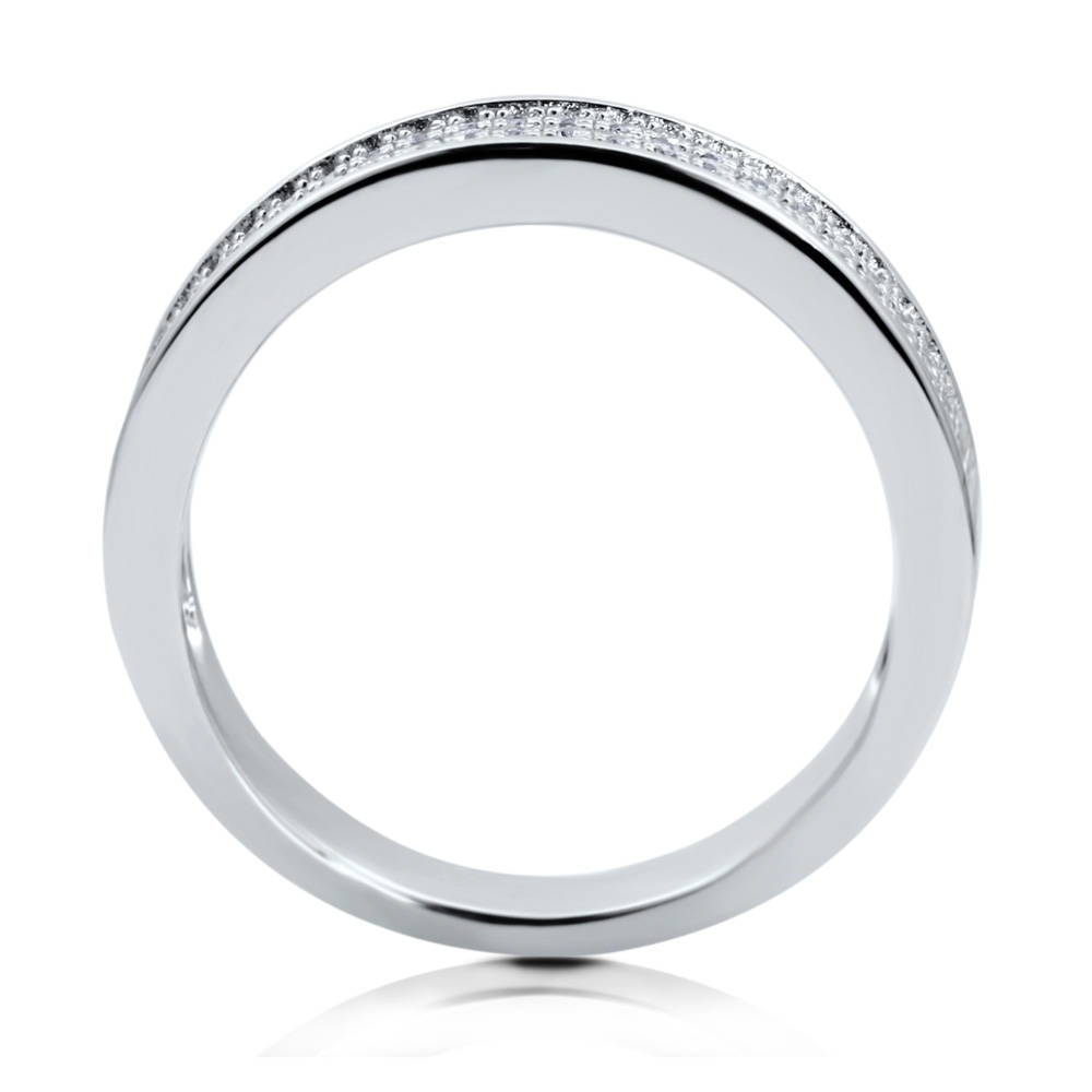 Micro Pave Set CZ Half Eternity Ring in Sterling Silver, alternate view