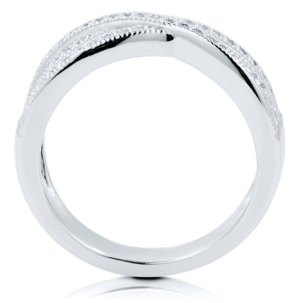 Alternate view of Woven CZ Ring in Sterling Silver