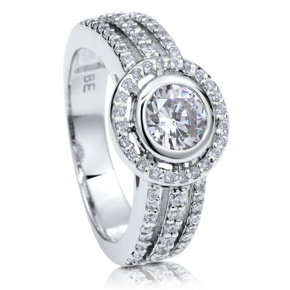 Halo Round CZ Ring in Sterling Silver, 2 of 6