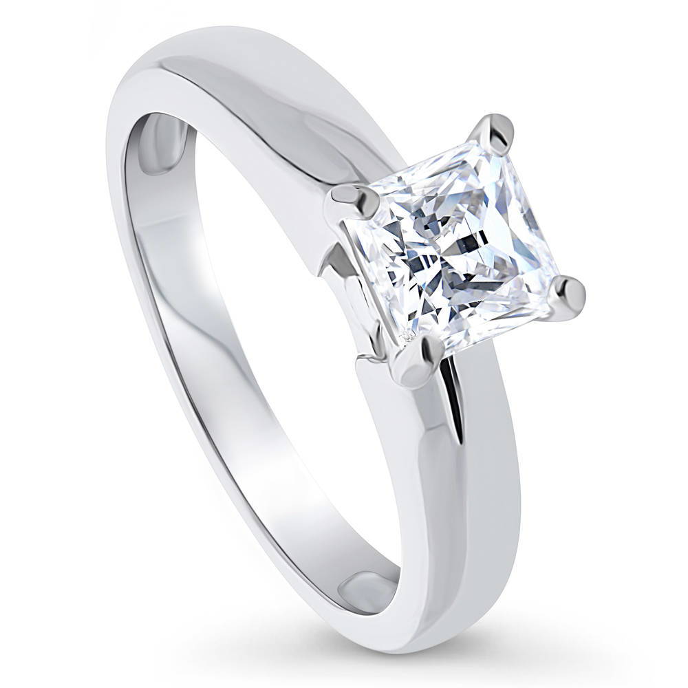 Solitaire 1.2ct Princess CZ Ring in Sterling Silver