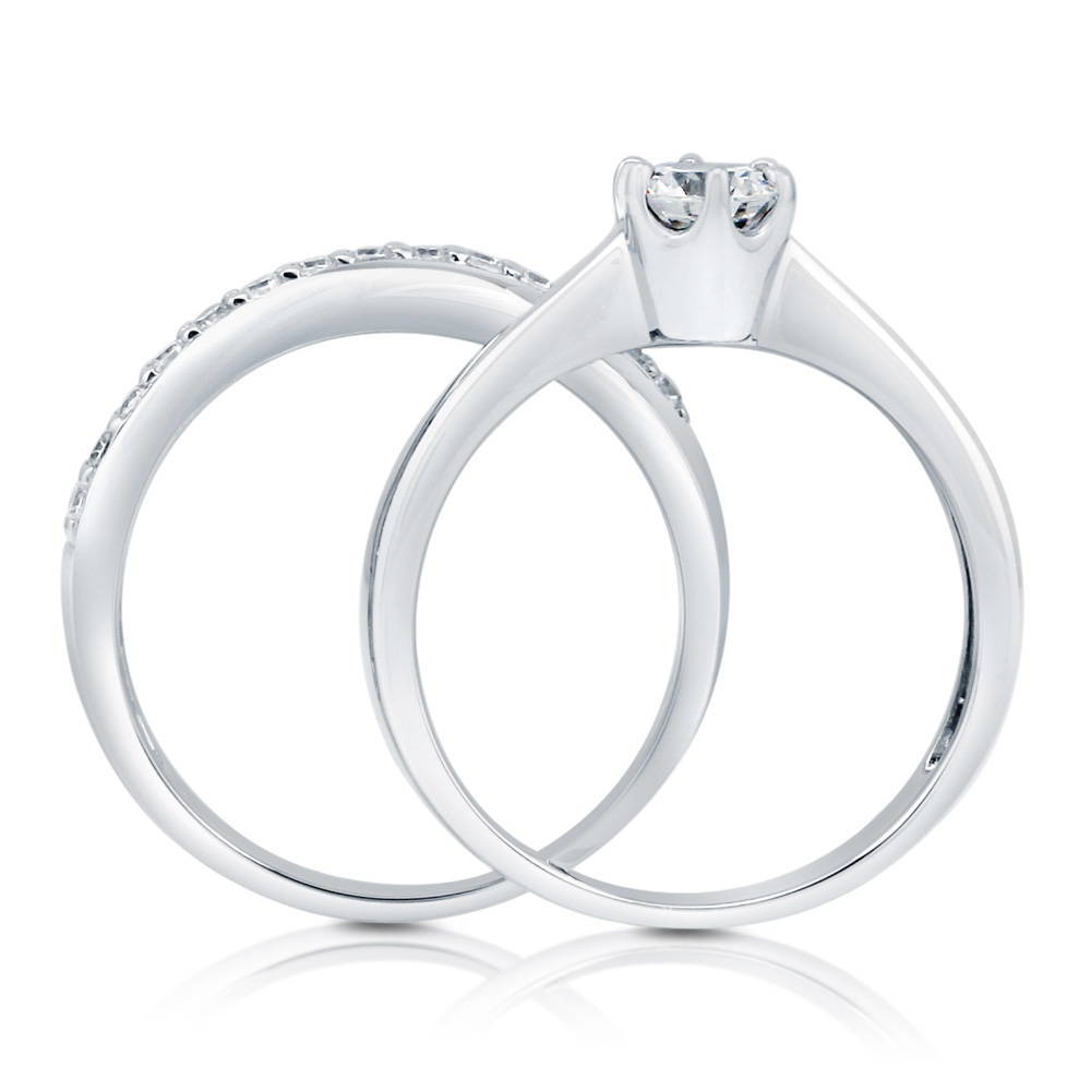 Alternate view of Criss Cross Infinity CZ Ring Set in Sterling Silver