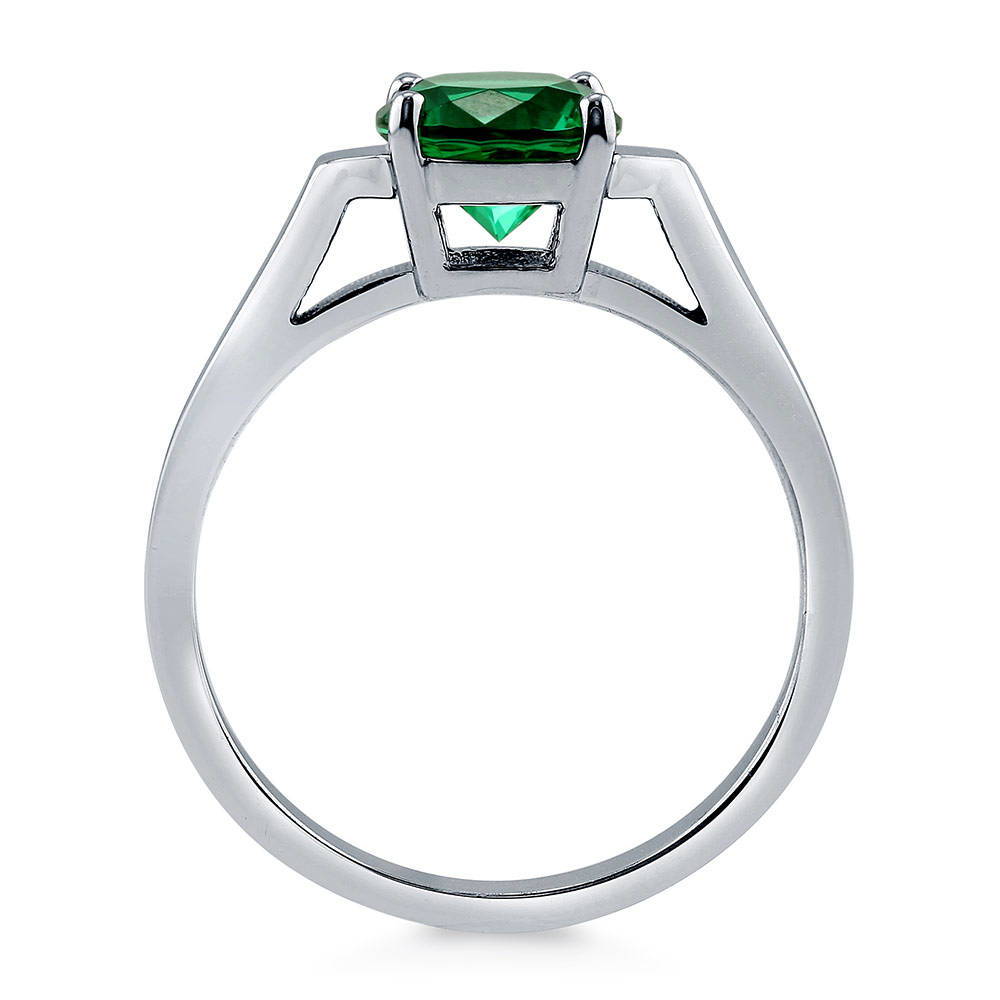 Solitaire 1.25ct Simulated Emerald Round CZ Ring in Sterling Silver, 5 of 6