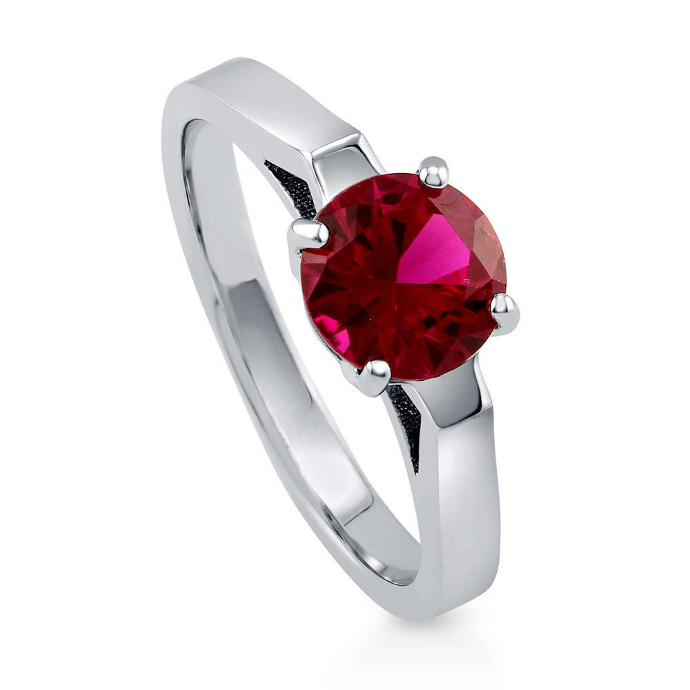 Solitaire 1.25ct Simulated Ruby Round CZ Ring in Sterling Silver, 3 of 6