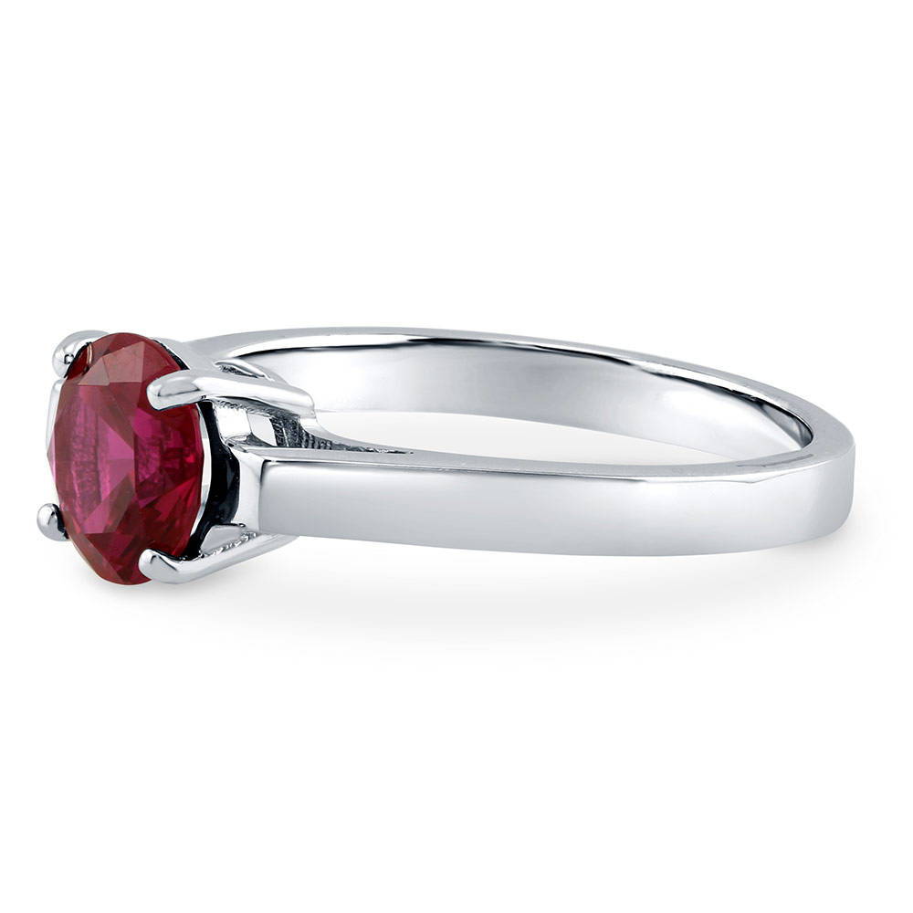 Solitaire 1.25ct Simulated Ruby Round CZ Ring in Sterling Silver, 4 of 6