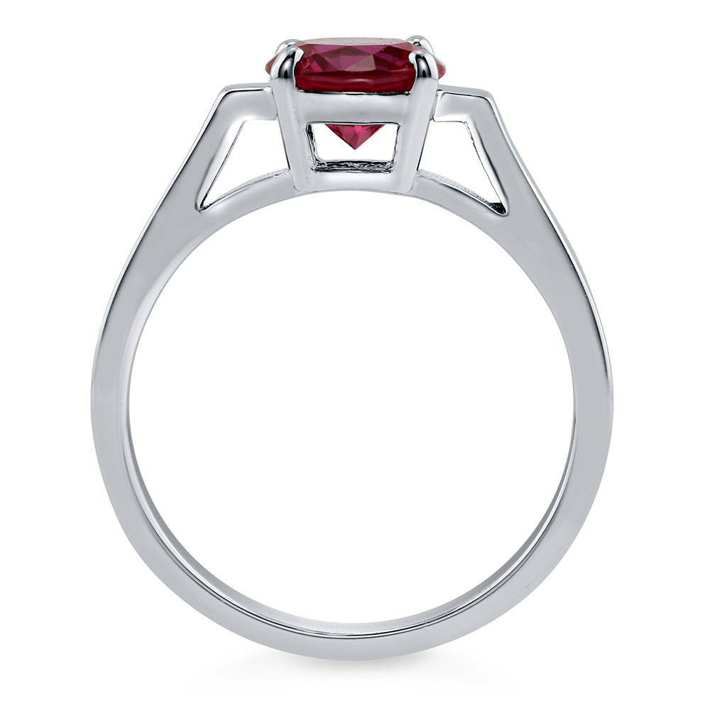 Solitaire 1.25ct Simulated Ruby Round CZ Ring in Sterling Silver, 5 of 6