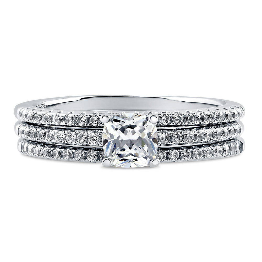 Solitaire 0.6ct Cushion CZ Ring Set in Sterling Silver