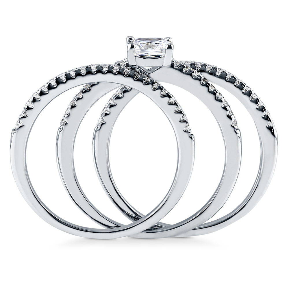 Alternate view of Solitaire 0.6ct Cushion CZ Ring Set in Sterling Silver, 6 of 8