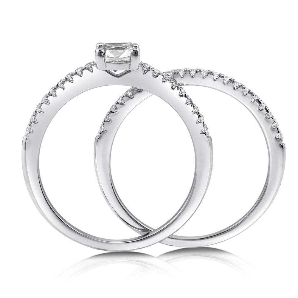 Solitaire 0.6ct Cushion CZ Ring Set in Sterling Silver